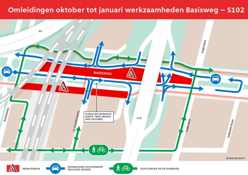 Omleidingen Basisweg - S102