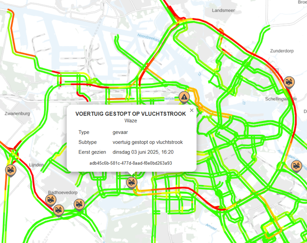 TrafficDash Real-time Waze meldingen