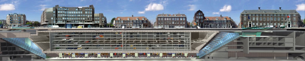 Vijzelgrachtgarage is gebouwd boven het ondergrondse metrostation Vijzelgracht.